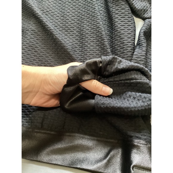 Koral Women Black Honeycomb Mesh Satin Trim Long Sleeve Activewear Top Small - Picture 7 of 8